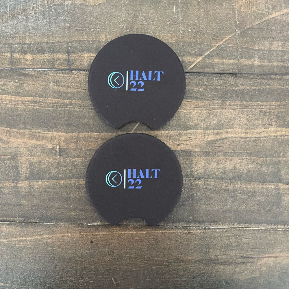 HALT 22 Car Coasters-Black & Purple- Set of 2
